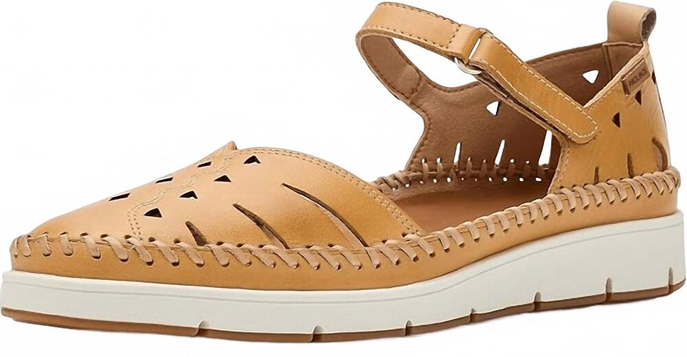 NEW PIKOLINOS women's tenerife semi-open leather shoes in vainilla